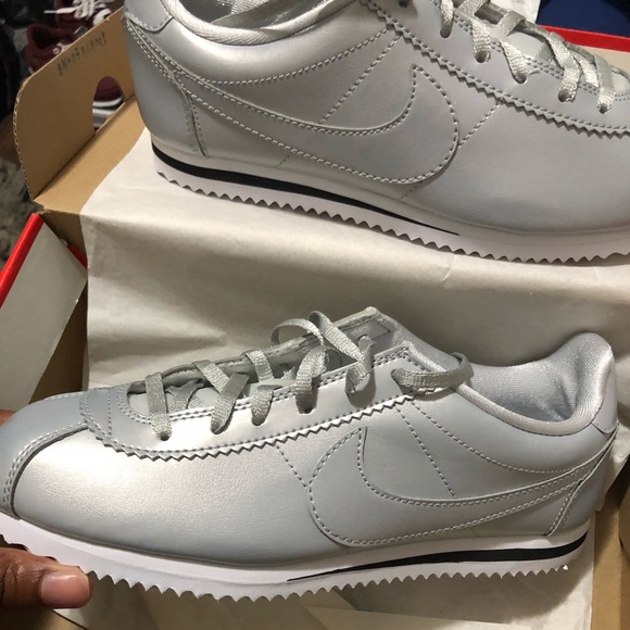 silver nike cortez